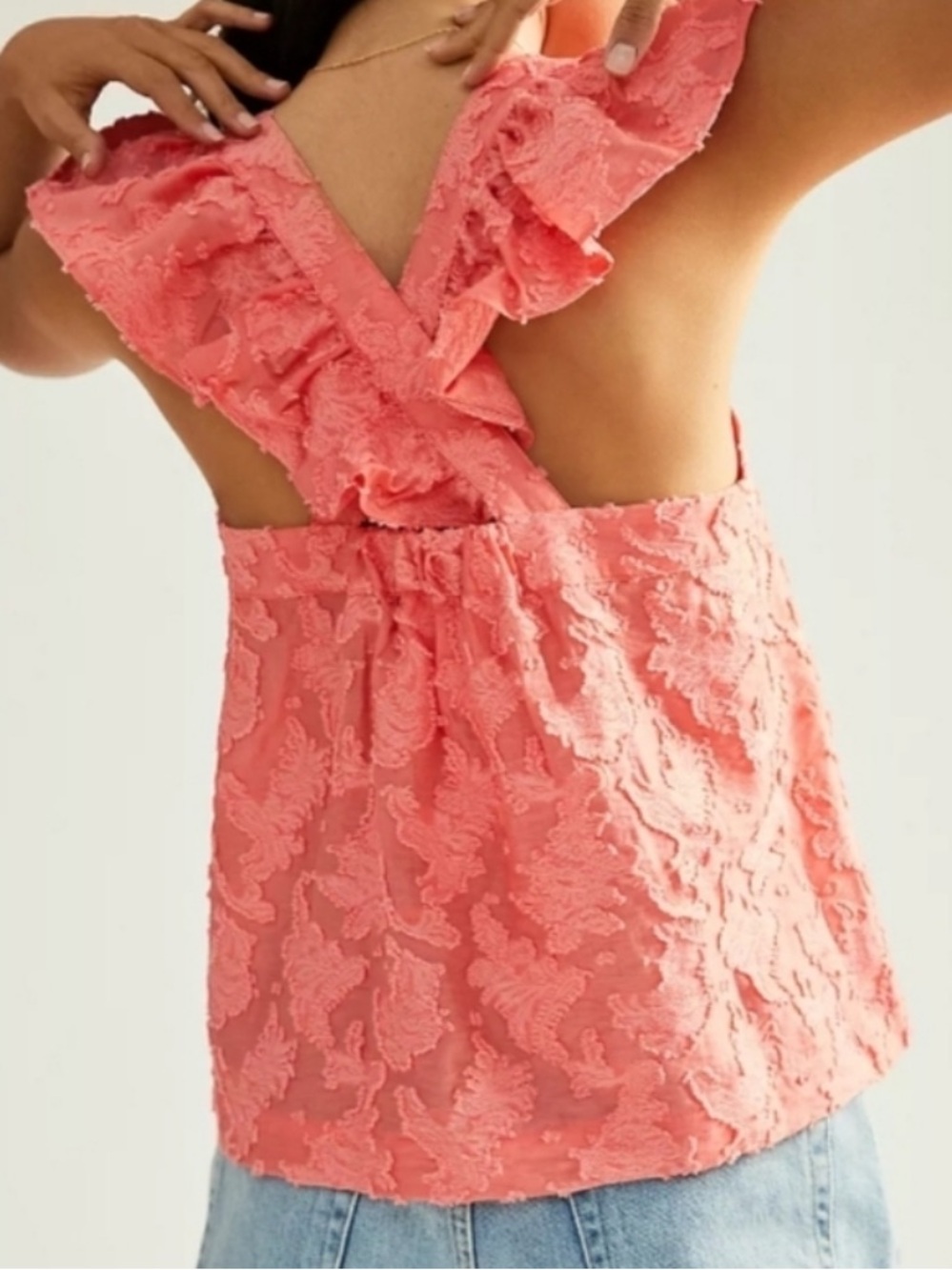 NWT Anthropologie Peach Orange Ruffled Tank Size X-Large - Picture 2 of 8